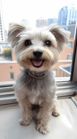 Cute Puppy with City View