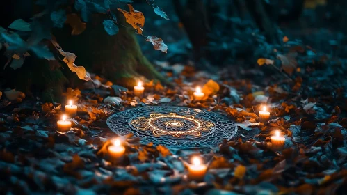 Candlelit Circle in Autumnal Woods