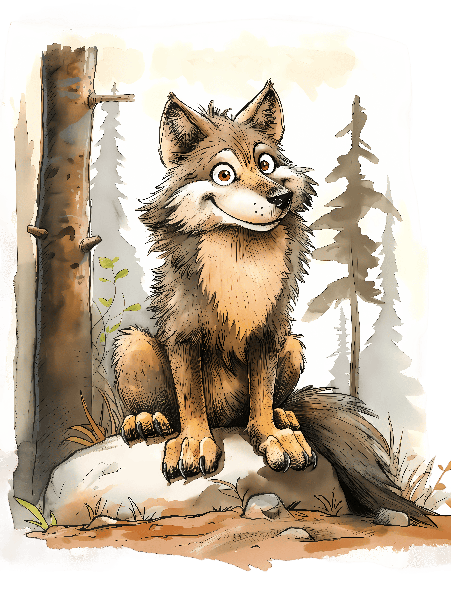 Whimsical Wolf Illustration