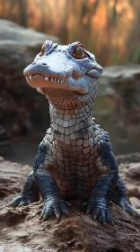 Blue and White Crocodile