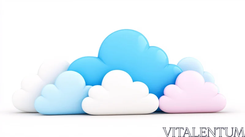 AI ART Colorful Cloud Shapes on White Background