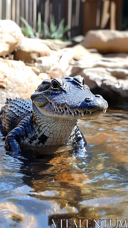 Basking Crocodile AI Image