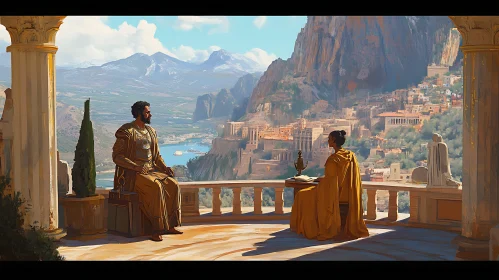 Classical Figures Overlooking Ancient City