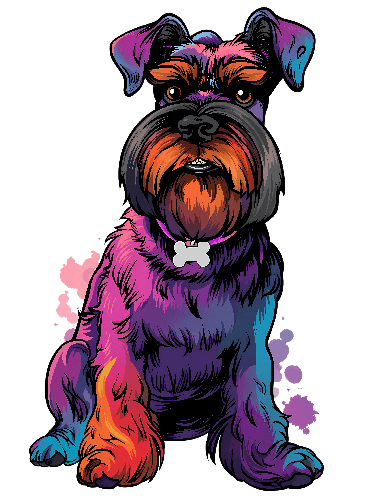 Colorful Cartoon Dog Sitting with Bone Tag - Transparent Background