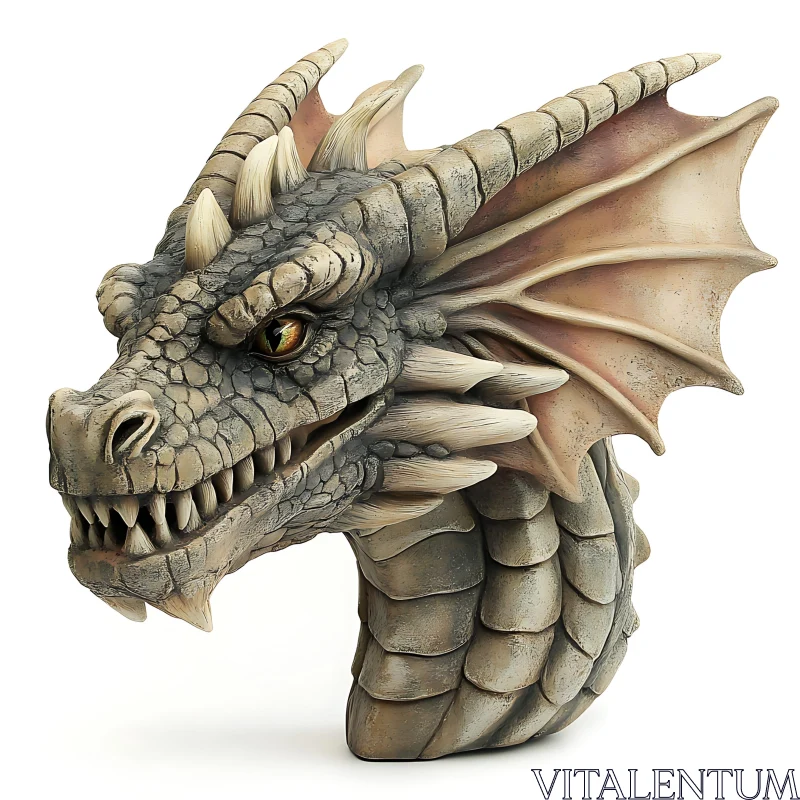 AI ART Mythical Dragon Head Statue