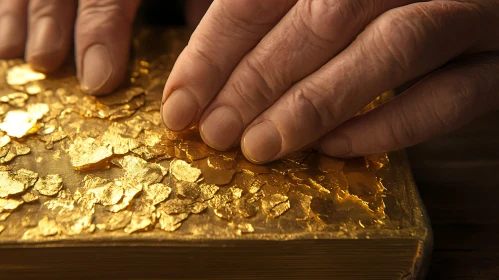 Gilding Process: Hands and Gold Leaf