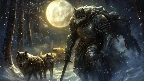 Armored Wolf and Pack in Winter