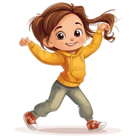 Happy Girl in Yellow Hoodie Artwork