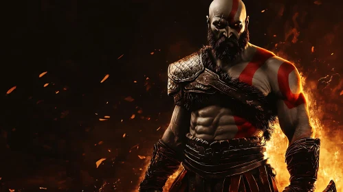 God of War Character in Fiery Scene