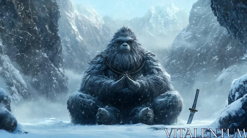 AI ART Zen Yeti in Winter Landscape