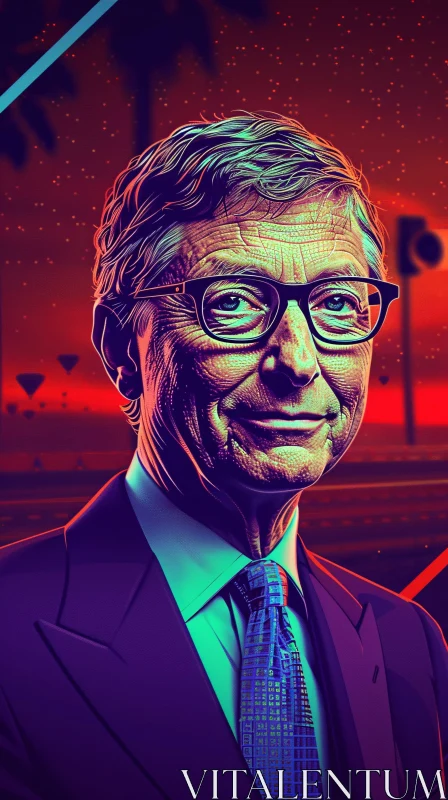 AI ART Vivid Pop Art Representation of Bill Gates