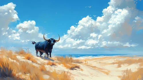 Bull in Natural Coastal Setting