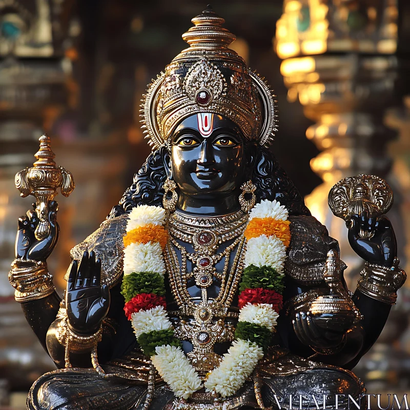 Jeweled Statue of a Divine Figure AI Image