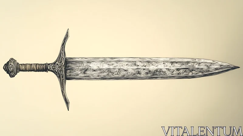 AI ART Detailed Sword Drawing - Steel Blade Art