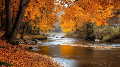 Golden Leaves by the River