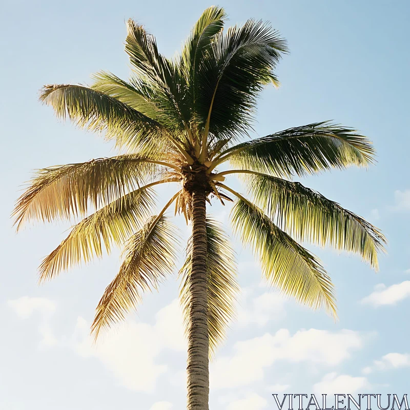 Lush Palm Tree Under the Sun AI Image