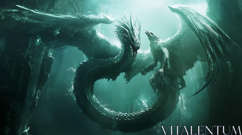 AI ART Underwater Dragons in a Fantasy Setting