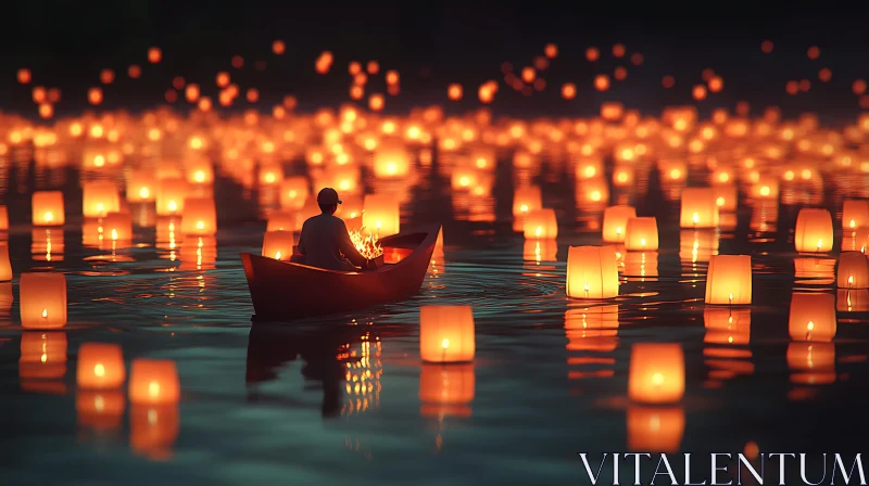 Lanterns in the Night AI Image