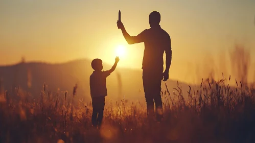 Golden Hour with Father and Child