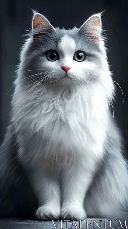 AI ART Charming Feline with Blue Eyes