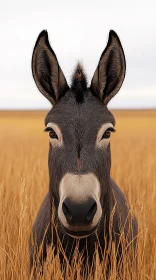 Curious Donkey in a Field of Gold