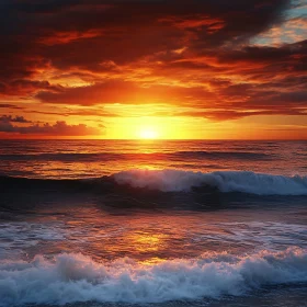 Ocean Sunset with Fiery Sky