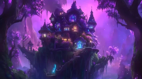 Fantasy Castle with Purple Light