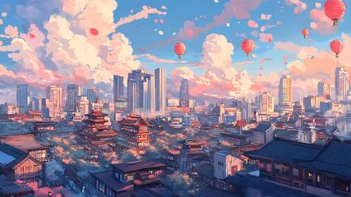 Urban Fusion: Lanterns Over the City