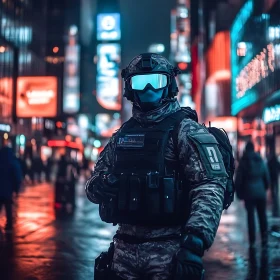 City Sentinel: Tactical Soldier at Night