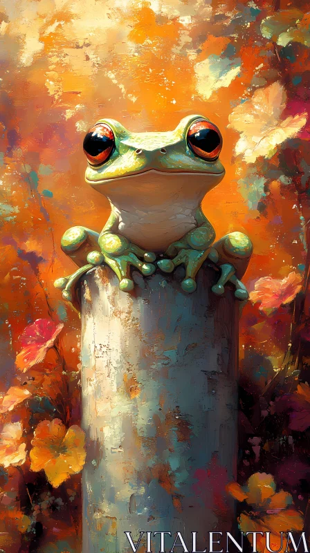 Artistic Frog in a Colorful Setting AI Image