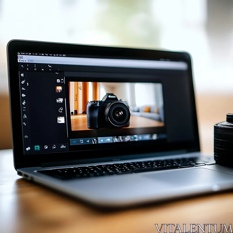 Editing Camera Photos on a Laptop AI Image