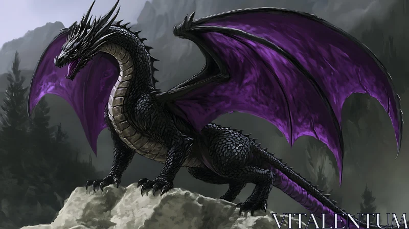 AI ART Dragon with Purple Wings