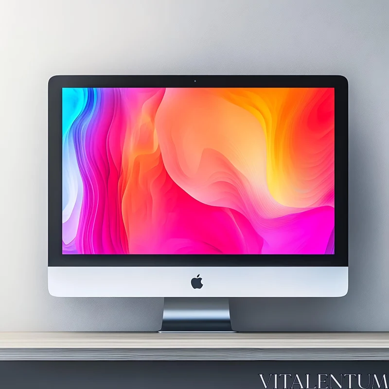 Contemporary Desktop Display with Colorful Background AI Image