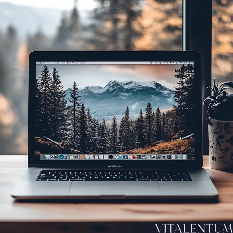 Beautiful Nature Display on Laptop AI Image