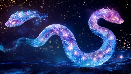 Cosmic Serpent in Starry Night