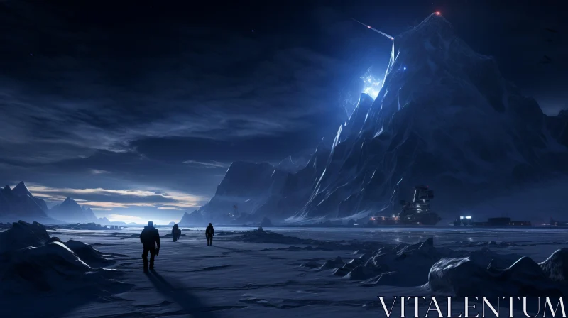 Futuristic Frozen Planet Landscape - PlayStation 5 Screenshot Art AI Image