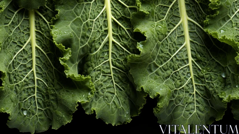 Kale Leaves Against Black Background: Nature's Wonder Displayed AI Image