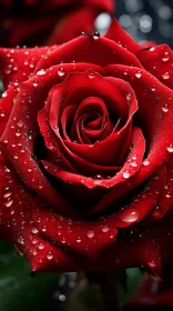 Romantic Crimson Rose with Raindrops Wallpaper