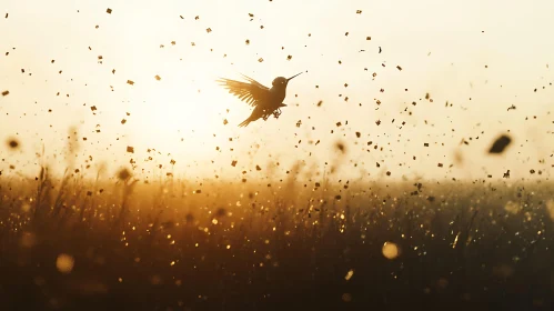 Golden Hour Bird Silhouette