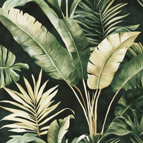 Detailed Greenery in Dark Background