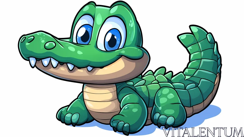 Smiling Cartoon Crocodile Art AI Image