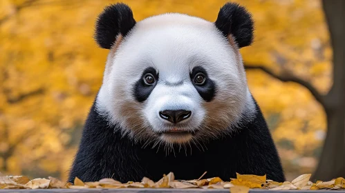 Panda Amidst Fall Foliage