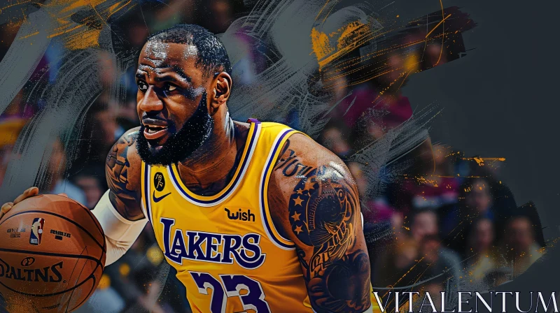 AI ART LeBron James Playing for the Lakers