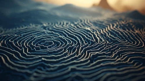 3D Rendered Forest with Topographic Patterns and Ocean Waves