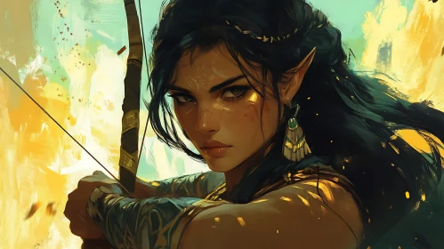 Focused Elf Warrior with Bow