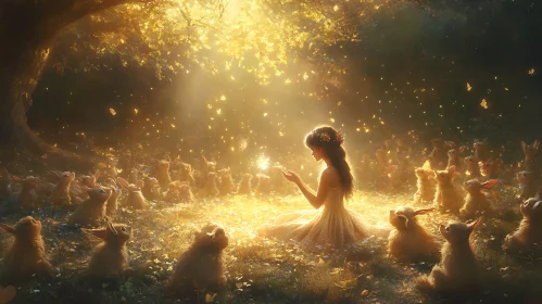 Golden Forest Gathering with Gentle Girl