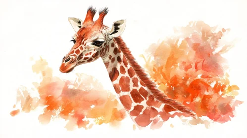 Artistic Giraffe Portrait in Watercolors