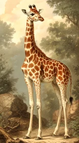 Giraffe Wildlife Illustration