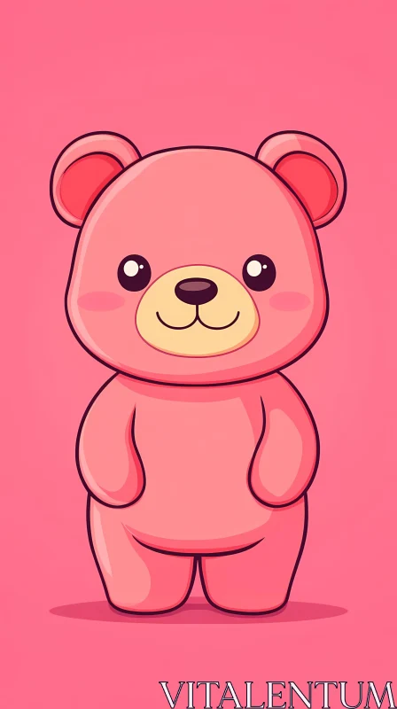 AI ART Adorable Pink Bear Artwork