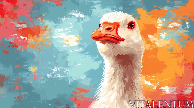 Artistic Goose Painting with Colorful Background AI Image